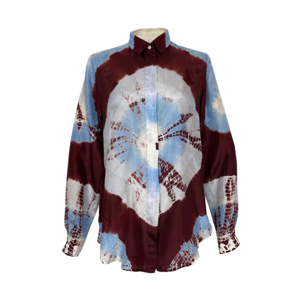 BURGUNDY TIE DYE BLOUSE