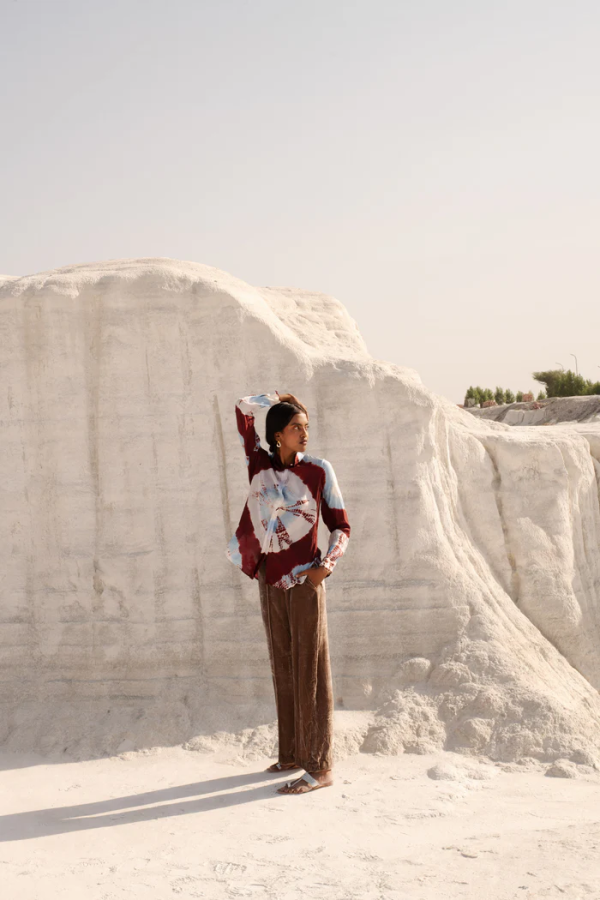 BURGUNDY TIE DYE BLOUSE - Image 4