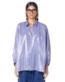 Laminated batwing shirt
