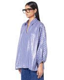Laminated batwing shirt