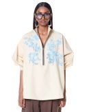 Bouquet zip-up batwing shirt