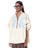 Bouquet zip-up batwing shirt