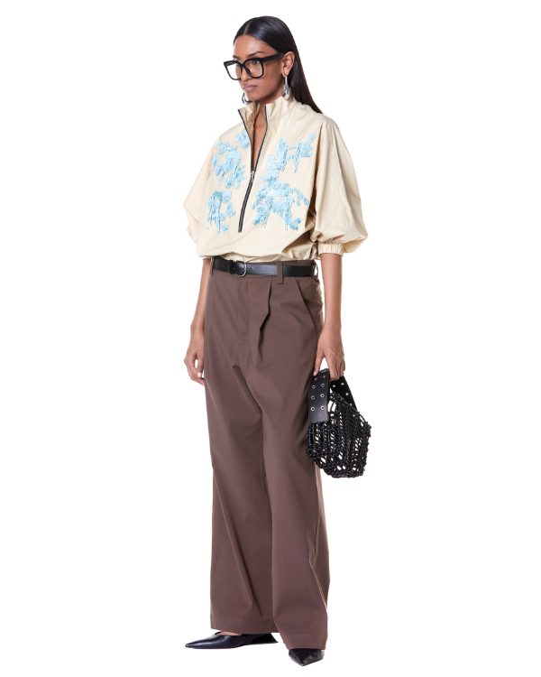 Bouquet zip-up batwing shirt