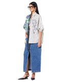 Split print tie-up batwing shirt
