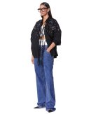 Bejeweled tie-up batwing jacket