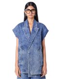 Double lapel washed blazer vest