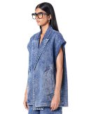 Double lapel washed blazer vest