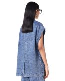 Double lapel washed blazer vest