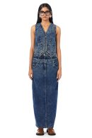 DOUBLE WAIST MAXI DENIM SKIRT
