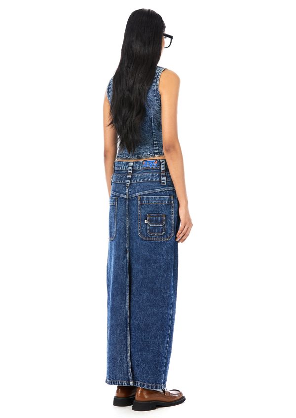 DOUBLE WAIST MAXI DENIM SKIRT - Image 3