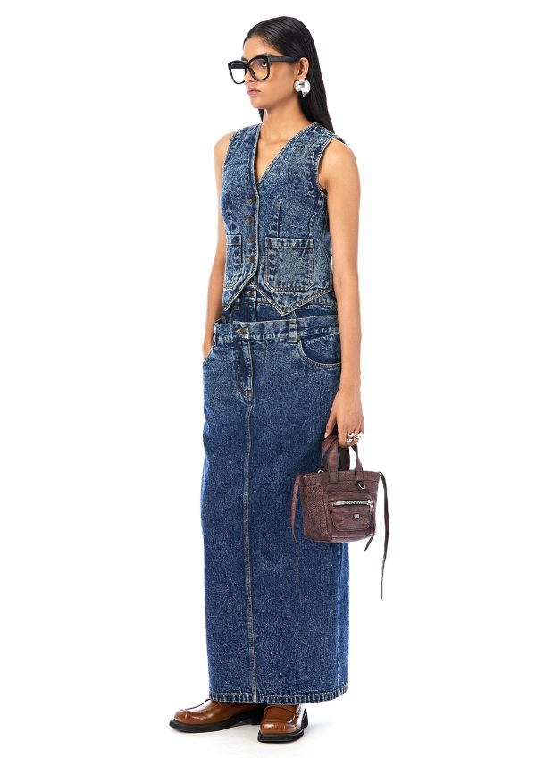 DOUBLE WAIST MAXI DENIM SKIRT - Image 2