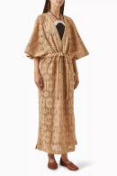 LA SIRENUSE LACE V-NECK LACE LONG DRESS