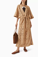 LA SIRENUSE LACE V-NECK LACE LONG DRESS