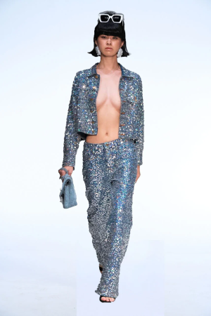 SEQUINED DENIM PANTS