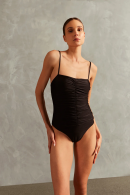 SOLID FRILLED STRAPS SWIMSUIT