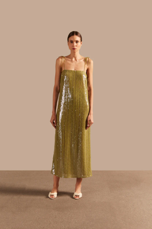 Solid Sequins Midi Dress