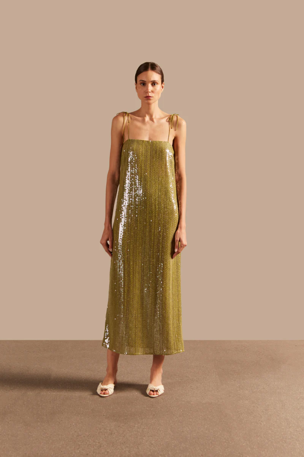 Solid Sequins Midi Dress
