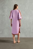 APPLIQUÉ SQUARE-NECK MIDI DRESS