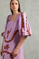APPLIQUÉ SQUARE-NECK MIDI DRESS