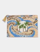 Palm Tree Sequins Pouch - BEIGE