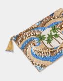 Palm Tree Sequins Pouch - BEIGE