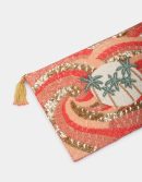 Palm Tree Sequins Pouch Pink