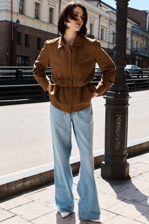 BARN JACKET WITH DRAWSTRING - CAMEL
