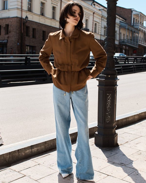 BARN JACKET WITH DRAWSTRING - CAMEL