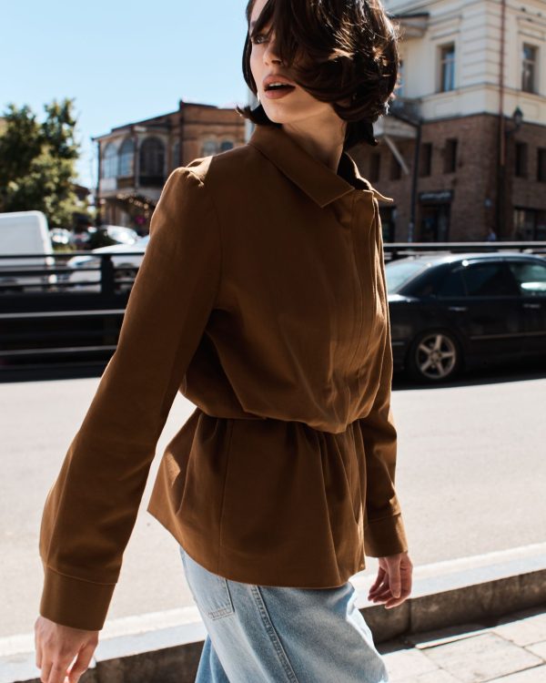 BARN JACKET WITH DRAWSTRING - CAMEL - Image 3