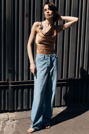 Mid-rise Stright Leg Washed Denim