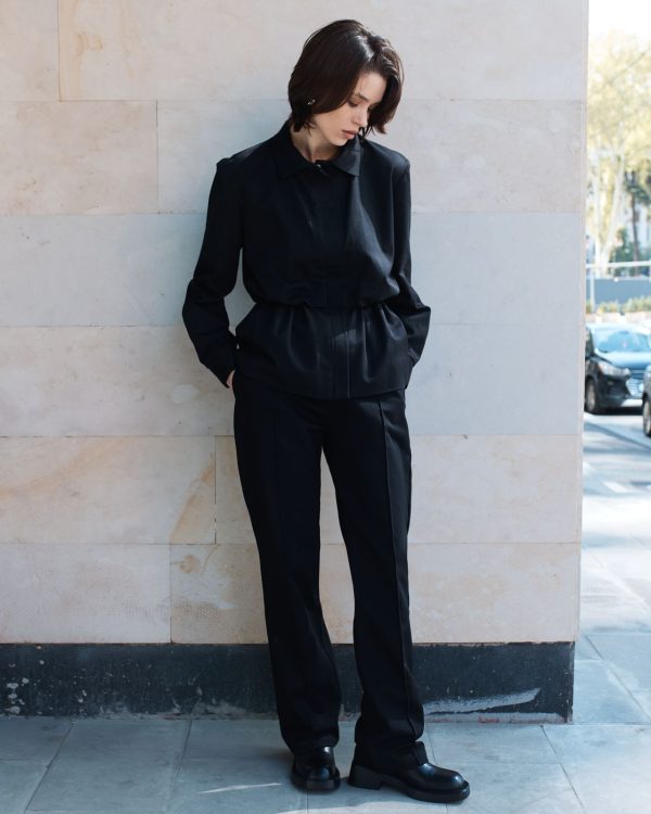 Mid-rise Tailored Pants - Black - Image 4