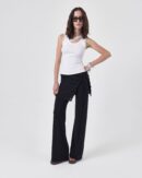 RIBBED TANK TOP WITH LACE TRIM NECKLINE