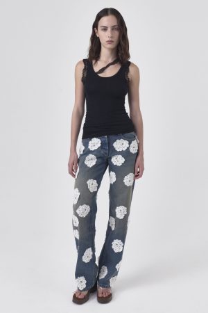 V-SHAPE WAIST DENIM JEANS