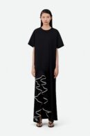 RUFLLE CUTOUT MAXI T-SHIRT DRESS