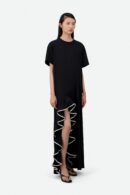 RUFLLE CUTOUT MAXI T-SHIRT DRESS