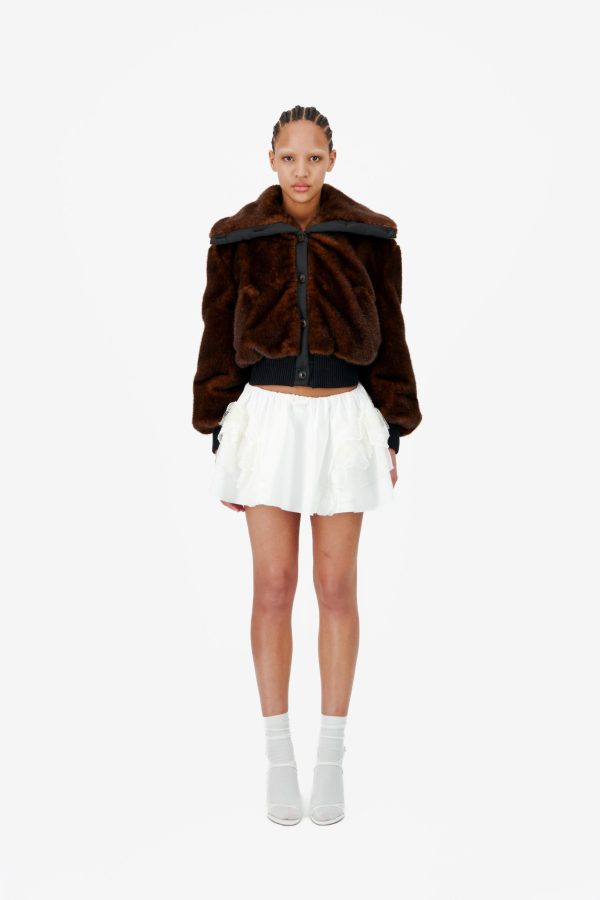 FAUX MINK BOMBER JACKET
