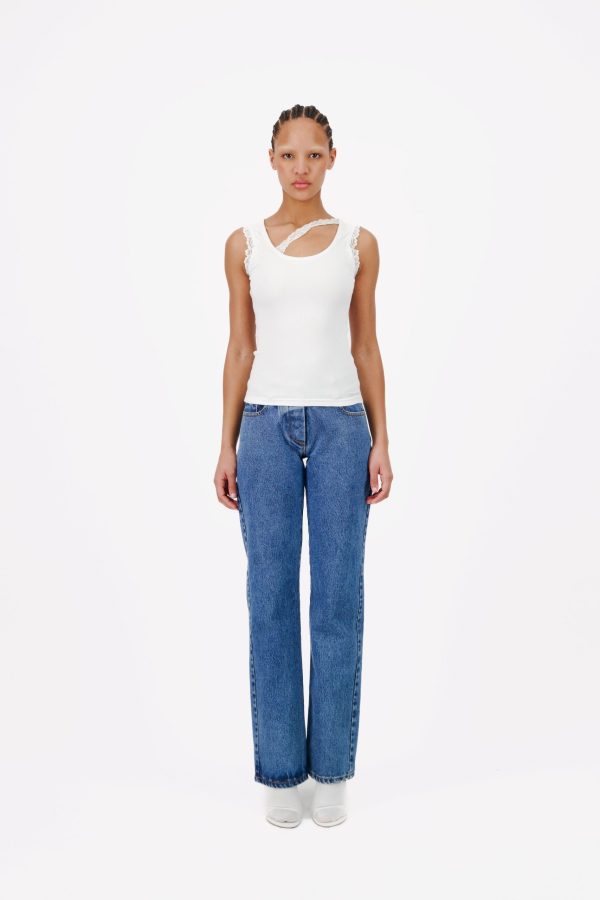 RIBBED TANK TOP WITH LACE TRIM NECKLINE - Image 4