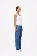 RIBBED TANK TOP WITH LACE TRIM NECKLINE
