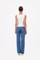RIBBED TANK TOP WITH LACE TRIM NECKLINE