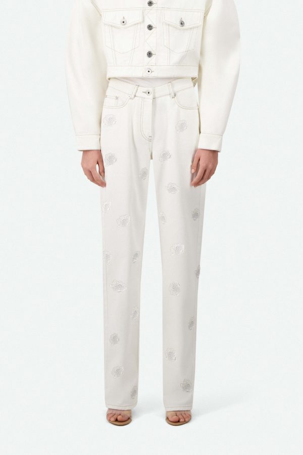 LACE PATCH WAIST JEANS