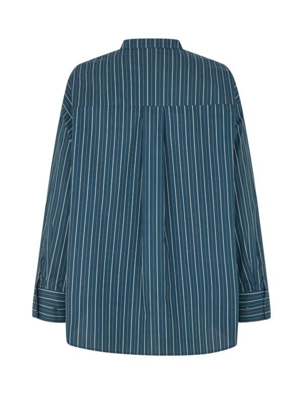 Cate Cotton Shirt- Blue Stripe - Image 2