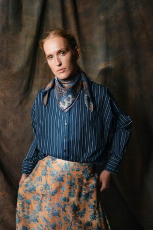 Cate Cotton Shirt- Blue Stripe