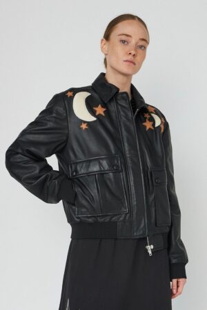 Starlight leather bomber jacket