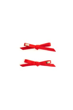 "Bardot mini" Satin Bow - TOMATO