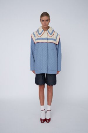 Oversized Quilted Sailor Coat (Blue)