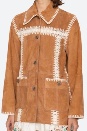 Irena Suede Jacket with Crochet