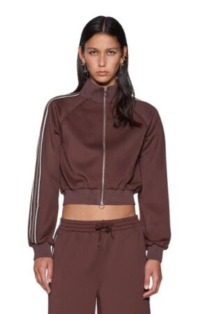 Cropped Zip Trak Top Mocha