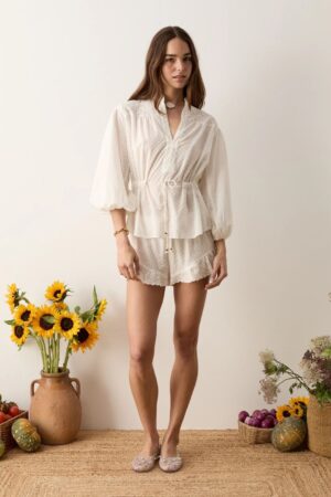 Serenia Smock Blouse W Waist Tie