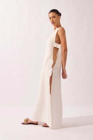 PETAL APPLIQUÉ OPEN-SIDE DRESS