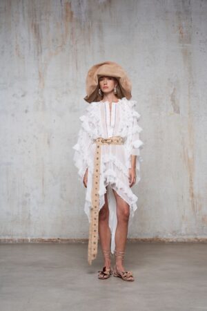 ABITO IN GEORGETTE CON PASSMANERIA E PIZZI